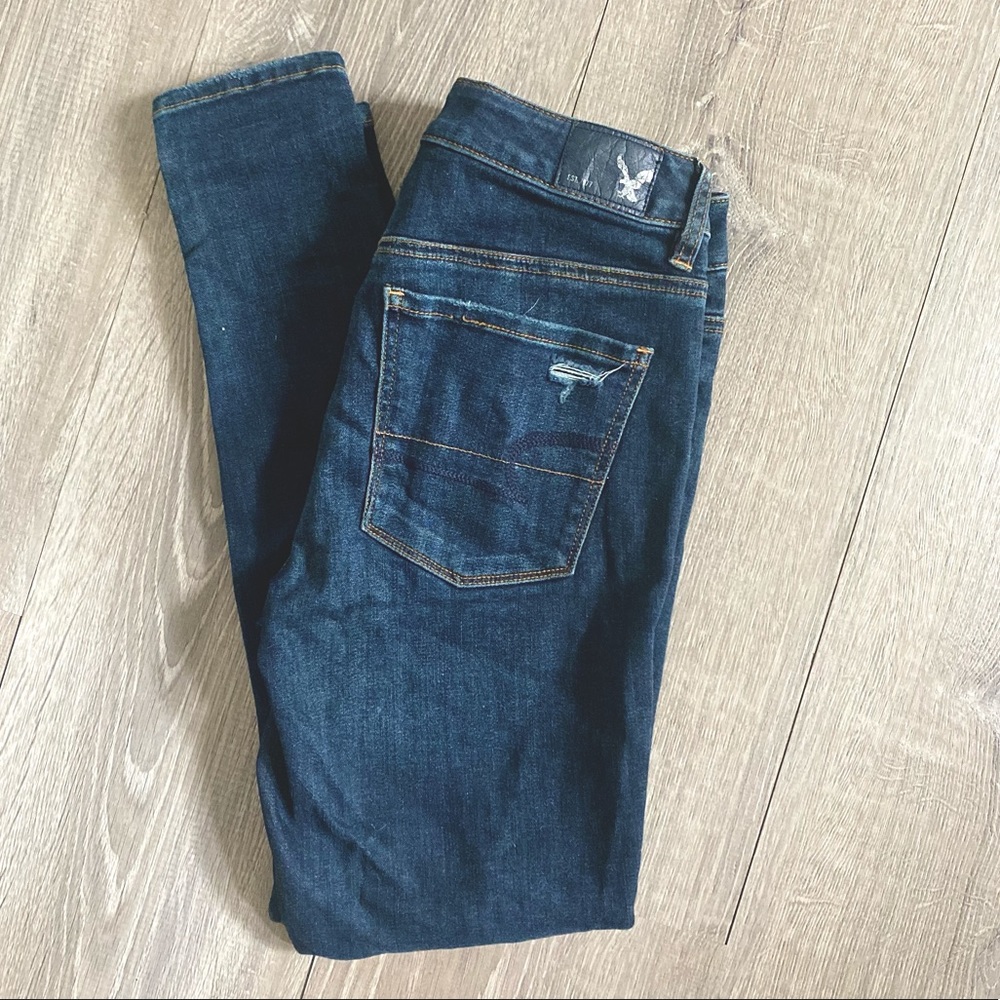 American Eagle Dark High Rise Distressed Jeggings